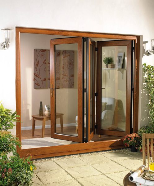 uPVC Bifold Doors Golden Oak