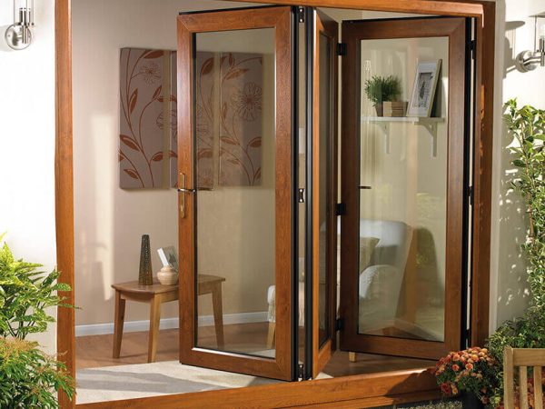 uPVC Bifold Doors Golden Oak