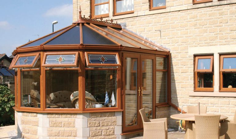 Golden oak uPVC conservatory