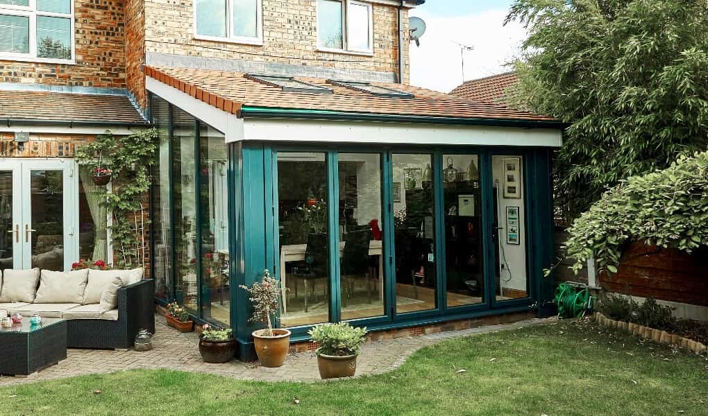 Grey lean to conservatory
