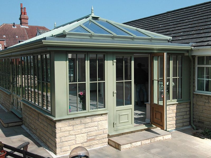 Orangery with Sage Green Glazing