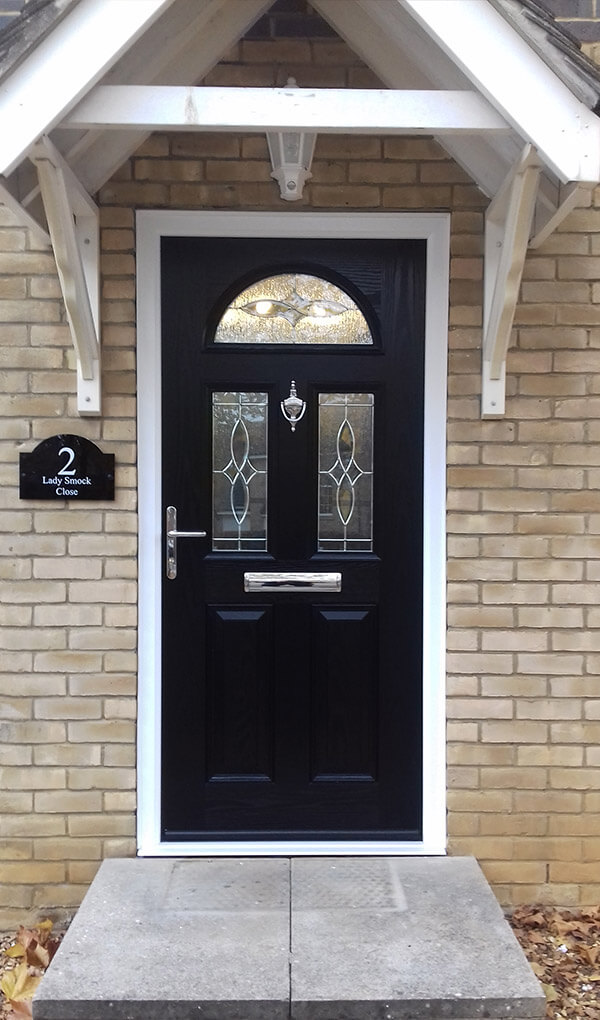 black composite entrance door