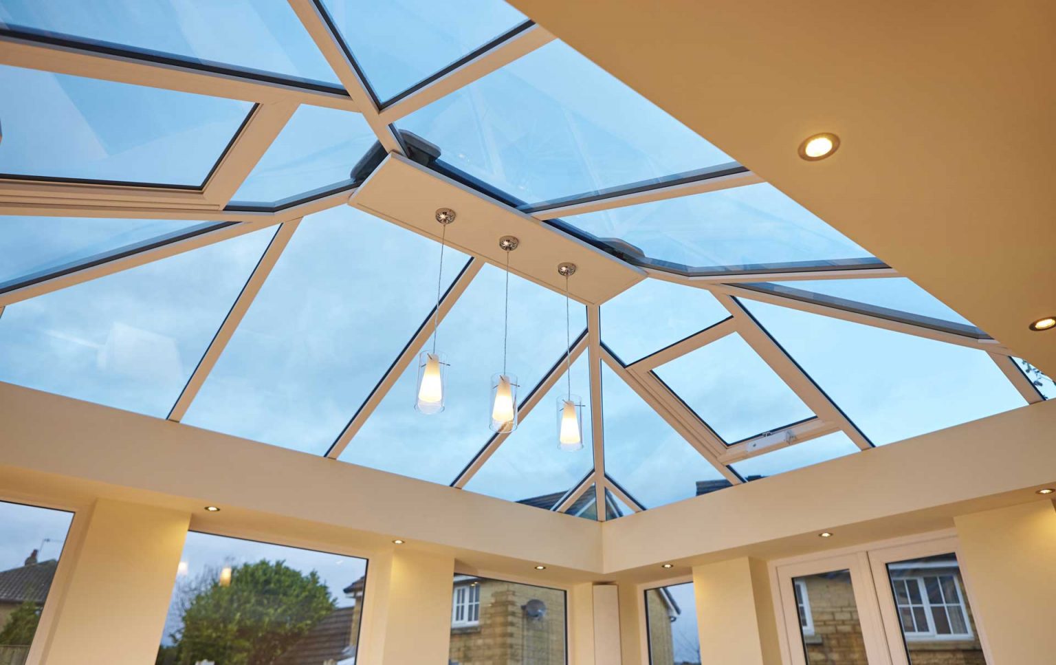 Conservatory with Glass Roof & Central Lighting