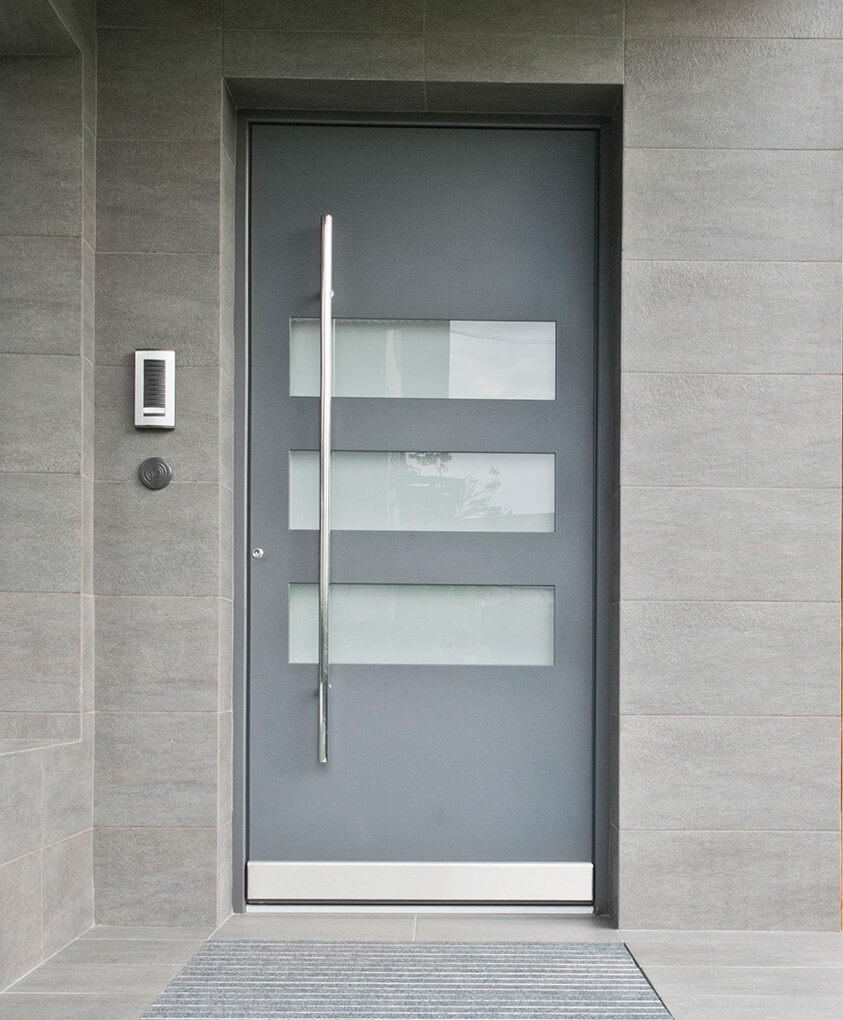 Grey aluminium entrance door