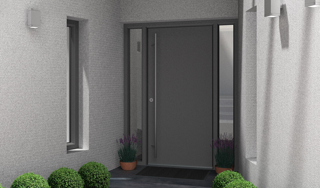 Aluminium Entrance Doors Wellingborough T K Home Improvements Grey Aluminium Entrance Door