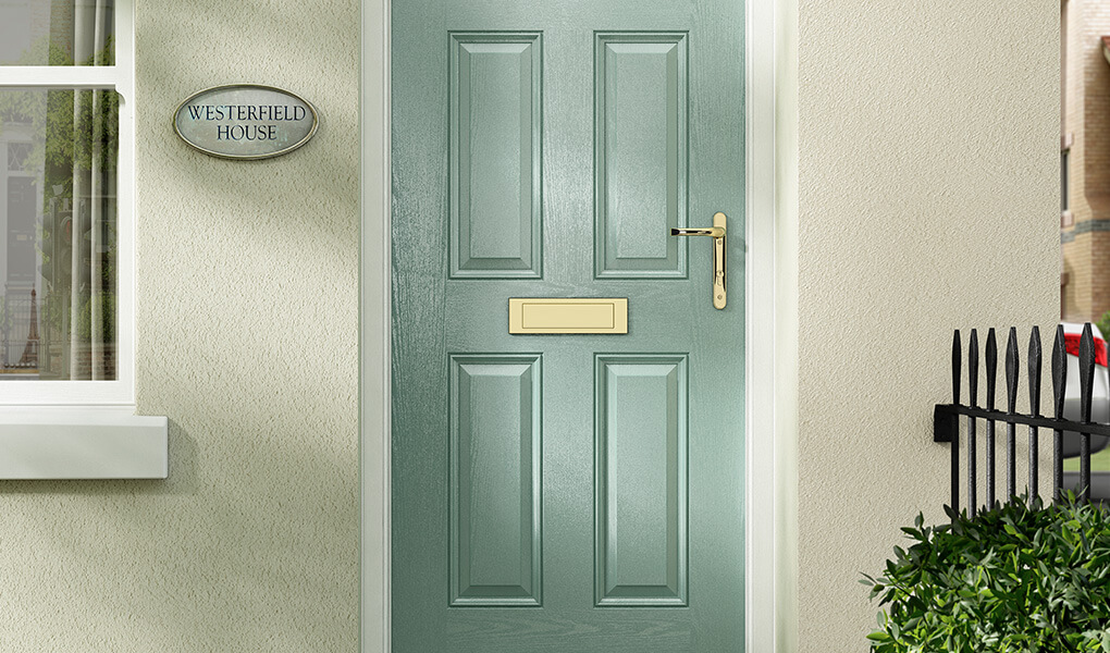 Light green composite fire door