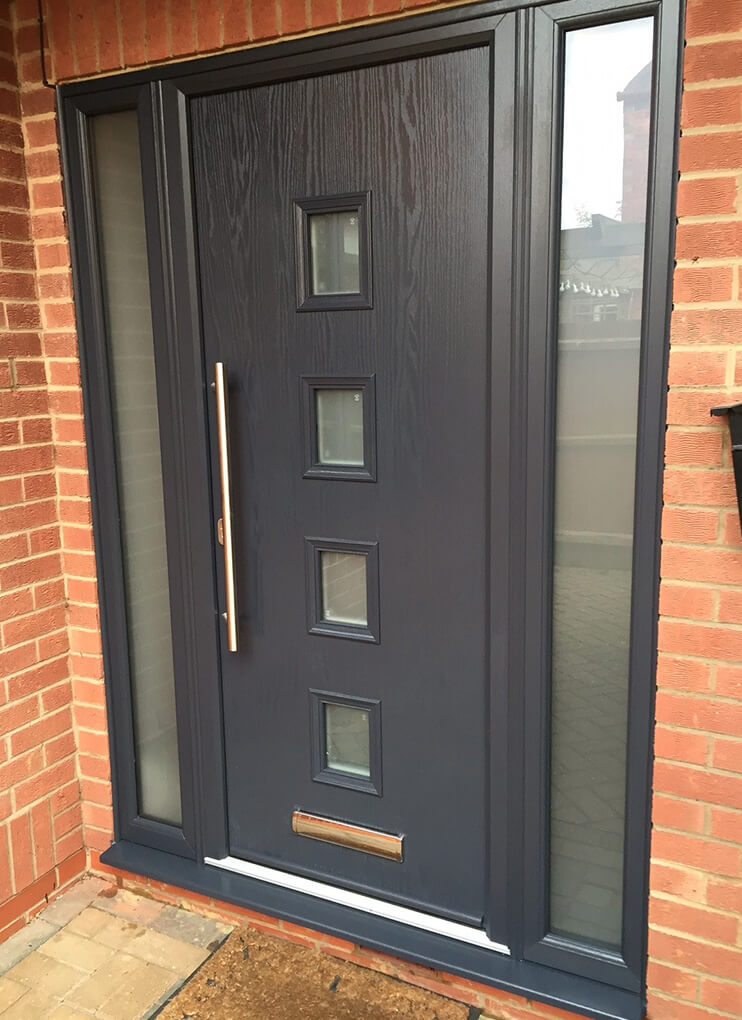 Modern grey composite door with side panels