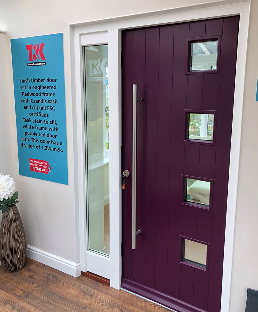 Modern purple timber entrance door