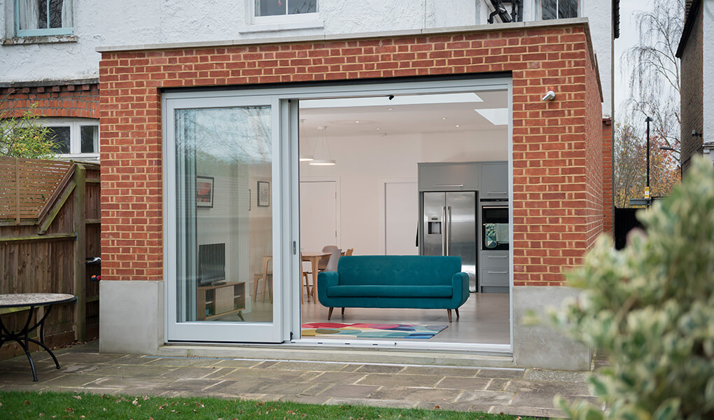 Grey timber patio door