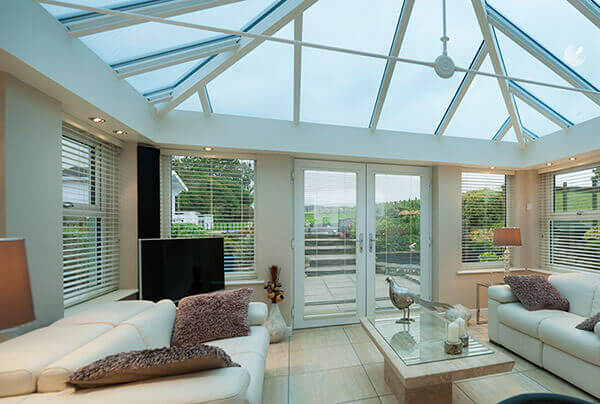 Recessed spotlight in a conservatory