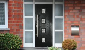 Contemporary black composite front door