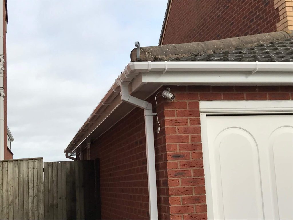 uPVC guttering and downpipes in white